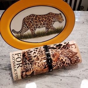 Leopard clutch fashion magazine never used